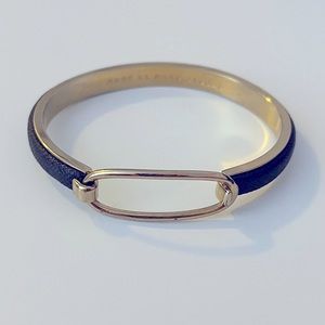Marc by Marc Jacobs Black Faux Leather and Gold Bangle